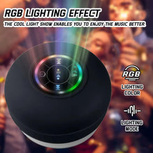 Load image into Gallery viewer, Waterproof Bluetooth Speaker with Colorful LED Lights, Strong Suction Cup &amp; Phone Holder, Portable Mini Speaker for Outdoor/Show