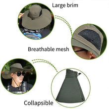 Load image into Gallery viewer, 15cm Brim Polyester Sun Hat UV Protection Breathable Mesh Cap Foldable Outdoor Hat