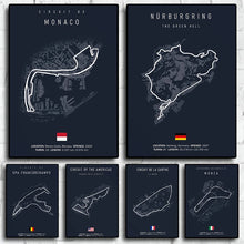 Load image into Gallery viewer, F1 Canvas Track Circuit Wall Art: Aesthetic Motorsport Poster