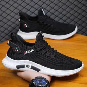 Men's Spring White Casual Shoes Breathable Non-Slip Walking Sneakers 2024 Lace-Up