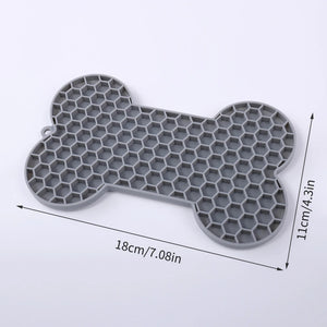 1PC Dog Slow Food Pad Bone Silicone Pet Licking Mat, Slow Feeder for Dogs and Cats