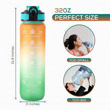 Load image into Gallery viewer, 1L Large Capacity Gradient Water Bottle with Straw, Leakproof &amp; Time Marker for Fitness