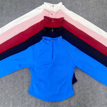 Load image into Gallery viewer, Yoga Jacket With Half Zip Shirt Women Long Sleeve Sport Tops Seamless Running Workout Coat Fitness Clothing Activewear
