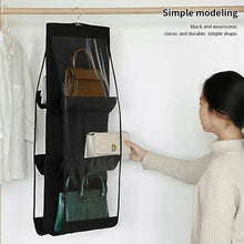 Load image into Gallery viewer, Black Handbag Hanging Organizer - 6 Pocket Foldable Storage Bag