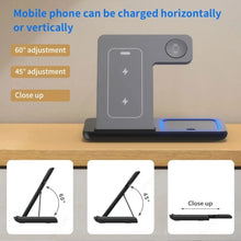 Load image into Gallery viewer, Foldable 3 in 1 30W Wireless Charging Station for iPhone 17 16 15 14 13 12 Pro Max iWatch 11 Airpods Pro Fast Charger Stand Dock