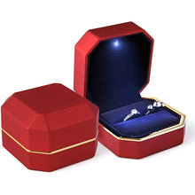 Load image into Gallery viewer, 1 Pcs LED Jewelry Ring Box Luxury Velvet Rubber Necklace Pendant Gifts Display With Light For Proposal Engagement Wedding Case