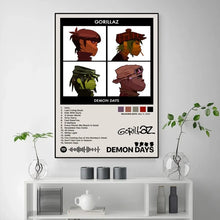 Load image into Gallery viewer, Virtual Anime Rock Band Gorillaz Poster Modern Music Album Cover Canvas Painting Wall Art for Club Living Room Home Decor Mural