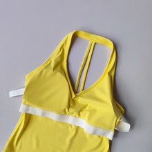 Load image into Gallery viewer, Women's Summer V-Neck Yoga Sports Vest Hanging Back Neck Design Outdoor Running Training Gathered Fit Active Wear Top