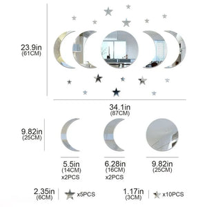 20pcs Acrylic Star Moon Wall Sticker Decorations for Living Room Bedroom Home