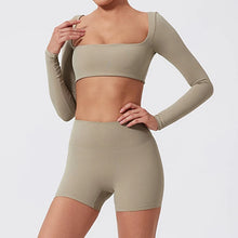 Load image into Gallery viewer, Ctenkevet Long-Sleeved Sports Fitness Set Women Outdoors Running Activewear Female Yoga Clothes Crop Top Sport Outfit For Woman