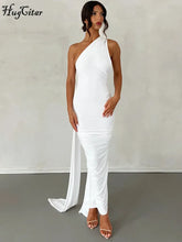 Load image into Gallery viewer, Hugcitar One Shoulder Backless Adjustable Scarf Loop Ruched Sexy Maxi Dress Women Elegant Y2K Streetwear Festival Outfit