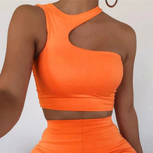 Load image into Gallery viewer, Women&#39;s Sexy Off Shoulder Cut Out Crop Top Solid Color Summer Tube Irregular Sporty Tank