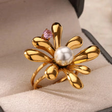 Load image into Gallery viewer, Stainless Steel Zircon Geometric Rings For Women Luxury Evil Eye Gold Color Adjustable Trendy Wedding Aesthetic Jewerly Gift