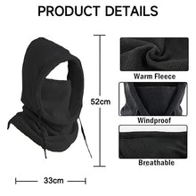 Load image into Gallery viewer, Unisex Winter Balaclava Knit Hood Windproof Bike Scarf Cap Men Women Warm Fleece Ski Mask with Drawstring Cold Weather Gear