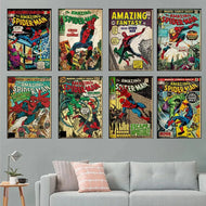 Vintage Comics Superhero Marvel Spiderman Posters and Prints Canvas Painting Wall Art Decoration Pictures for Boy Bedroom Decor