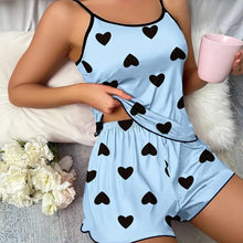 Load image into Gallery viewer, Women's Pajama Set Pajamas T-Shirts Shorts Pink Heart-Shaped Print Round Neck T-Shirt Ice Silk Top Comfortable Casual Summer ﻿
