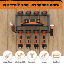 Load image into Gallery viewer, DayPlus 3-Tier Power Tool Storage, Heavy Duty Metal Tools Shelf Organizer Rack for 4 Drill Tools, Toolbox, Screwdrivers, Pliers