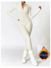 Load image into Gallery viewer, Winter Autumn Women's One-piece Yoga Jumpsuit leggings Long-sleeved Warm ski Overalls Outerwear High Elastic Cycling Bodysuit