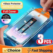 Load image into Gallery viewer, Oleophobic Coating Dust Free Easy Installation Screen Protector For iPhone 14 11 13 12 15 Pro Max Mini XS X XR 17 16 Plus Glass