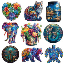 Load image into Gallery viewer, Wooden Puzzle - Colorful Succulent &amp; Unique Animal Shape - Jigsaw for Adults &amp; Kids