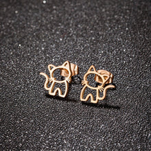 Load image into Gallery viewer, 1 Pair Cute Cat Stainless Steel Stud Earrings for Mens Womens Punk Students Gifts Trend Fashion Small Ear Studs Jewelry