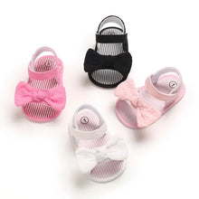 Load image into Gallery viewer, Meckior Summer Bowknot Toddler Girl Shoes Canvas Sandals Anti-slip Soft 0-18M