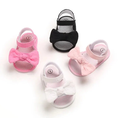 Meckior Summer Bowknot Toddler Girl Shoes Canvas Sandals Anti-slip Soft 0-18M