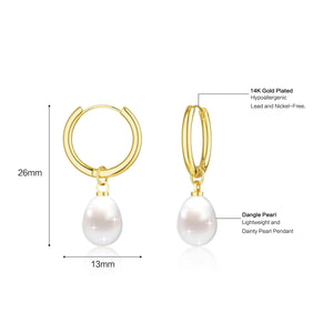 Geometric Round Pearl Earrings for Women – Golden Yellow Bronze Plated Jewelry
