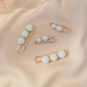 4PCS Waist Adjustment Buckle Pearl Brooch Fashion Uniform Clothing Decor Accessory