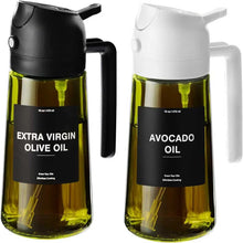 Load image into Gallery viewer, 470 ml Oil Sprayer for Cooking,2-in-1 Olive Oil Dispenser and Oil Spray Bottle,Oil Spray with Stickers,Thick Glass Spray Bottle