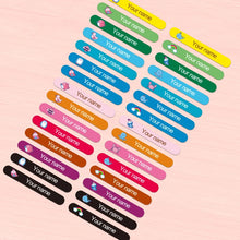 Load image into Gallery viewer, Custom Waterproof Name Stickers for Water Bottles &amp; Kids Stationery – Colorful Personalized Labels, Durable Vinyl, Eco-Friendly