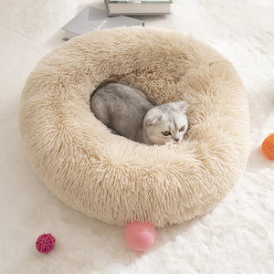 Winter Warm Long Plush Pet Bed Round Dog Cat Nest Cozy Animal Bed Supplies