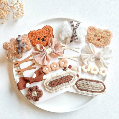 Cute Bear Hair Clips Set: Adorable Accessories for Baby Girls - 9Pcs