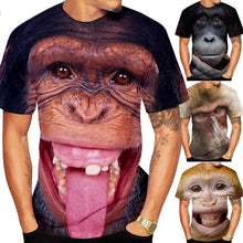 Load image into Gallery viewer, New casual men's new 3D design spoof gorilla funny monkey T-Shirt Funny pout monkey 3D printing Summer Short Sleeve Shirt Kids