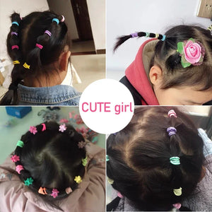 100pcs Candy Color Hair Bands - Elastic Rubber Scrunchies for Girls - Baby Headbands