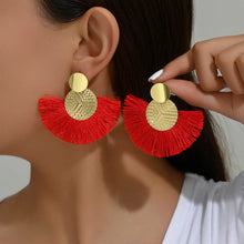 Load image into Gallery viewer, Fashion Bohemian Big Tassel Dangle White Fringe Female Earrings Drop Earrings for Women Statement Wedding Jewelry