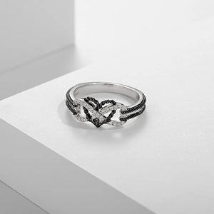 Stainless Steel Celtic Dragon Couple Rings Set Black Zircon Heart Wedding Jewelry