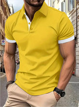 Load image into Gallery viewer, Men's short sleeve color matching fashion with men's lapel short sleeve