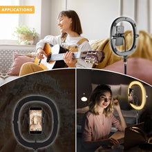 Load image into Gallery viewer, 10-Inch LED Ring Light Foldable with 1.1m Tripod Stand +O-Clamp,3 adjustable lighting modes for Photography, Live Stream, Makeup