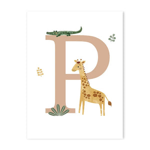 Customized Baby Name Poster Jungle Animals Lion Zebra Elephant Canvas Painting Kis Bedroom Wall Art Print Pictures Nursery Decor
