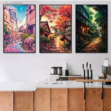 Load image into Gallery viewer, Japanese Street Scenery Sakura Architecture Canvas Posters and Prints Wall Art Paintings Mural for Modern Living Room Home Decor
