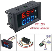Load image into Gallery viewer, Digital Voltmeter Ammeter DC 100V 10A Dual LED Display Voltage Current Meter Tester