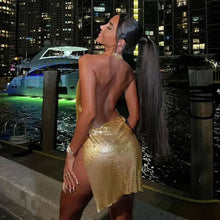 Load image into Gallery viewer, Sexy and Fashionable Women's Elegant Short Dress with Hanging Neck Backless Bottom Chest Sequin Party Girl Dance Dress