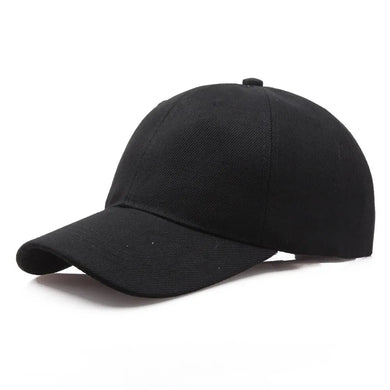 Black Snapback Baseball Cap, Solid Color Fitted Hat, Unisex Casual Dad Hat for Men Women