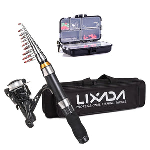 Lixada Telescopic Fishing Combo - Carbon Fiber Rod, Spinning Reel, Full Kit