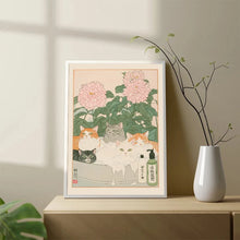 Load image into Gallery viewer, Japanese Tabby Cat in Bathtub Poster Prints Canvas Painting Retro Aesthetic Wall Art Picture Japandi Bathroom Toilet Home Decor