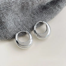 Load image into Gallery viewer, 925 Sterling Silver Round Stud Earrings for Women Simple Inlaid Design Hoops Earrings Wedding Party Jewelry Accessories Gifts