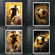 Load image into Gallery viewer, Classic Soccer Aesthetic Wall Art Abstract Black Gold Graffiti HD Canvas Poster Print