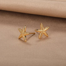 Load image into Gallery viewer, Vintage Summer Starfish Stainless Steel Stud Earrings For Women Simple Star Shell Earrings Stud Ocean Party Jewelry Gift 2025