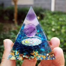 Load image into Gallery viewer, Orgonite Energy Pyramid - Natural Amethyst Crystal Chakra Healing Tool - Resin Stone Craft Gift